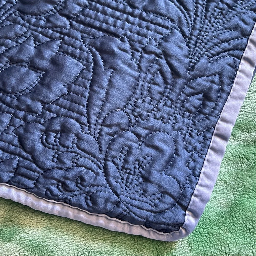 Quilted Navy sham set with quilted Stitching
